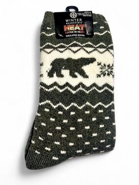 Essentials Brown & Cream Bear Pattern Insulated Casual Socks